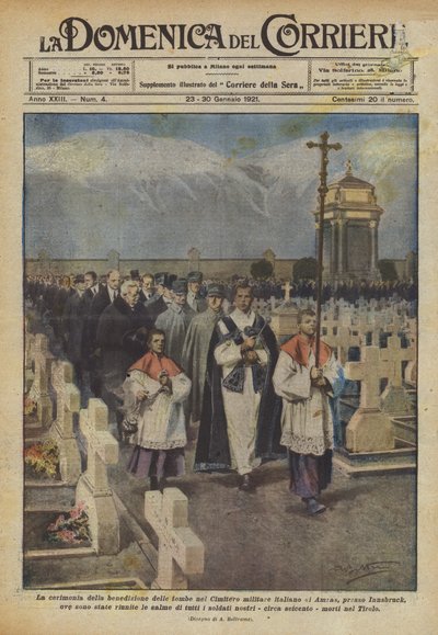 Seremonien for velsignelse av gravene på den italienske militærkirkegården i Amras? av Achille Beltrame