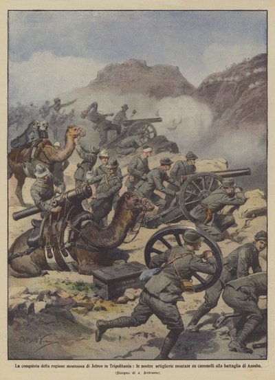 Erobringen av den fjellrike regionen Jefren i Tripolitania, vårt monterte artilleri? av Achille Beltrame