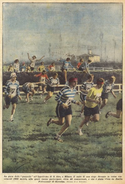 Gaselleløpet på SAN Siro Hippodrome i Milano av Achille Beltrame