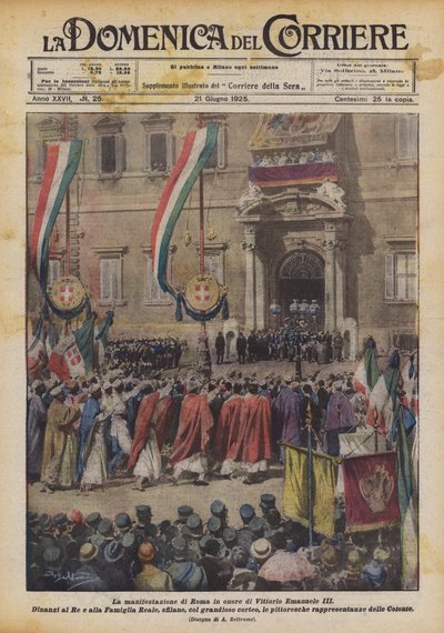 Demonstrasjonen i Roma til ære for Vittorio Emanuele III av Achille Beltrame