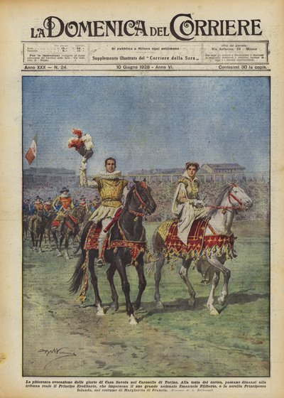 Den pittoreske fremkallingen av herlighetene til House of Savoy i Torino-karusellen av Achille Beltrame