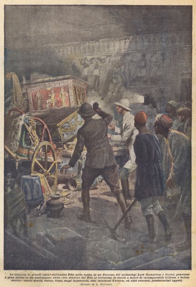 Oppdagelsen av store skatter fra det gamle Theben i graven til en farao av Achille Beltrame