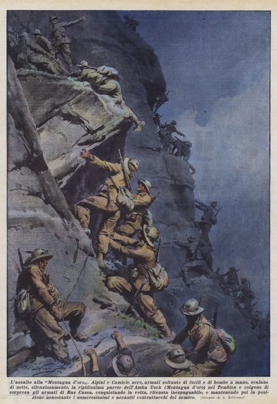 Angrepet på Golden Mountain av Achille Beltrame