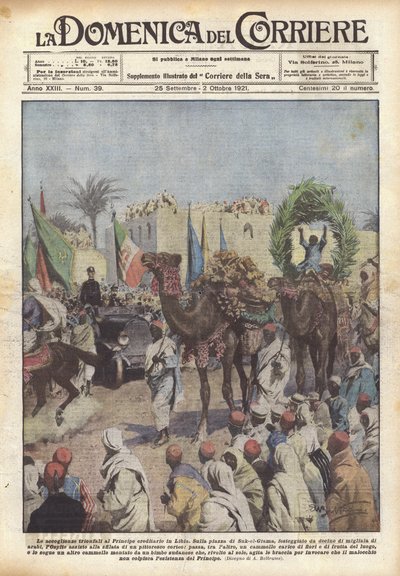 Triumfvelkomsten til kronprinsen i Libya av Achille Beltrame