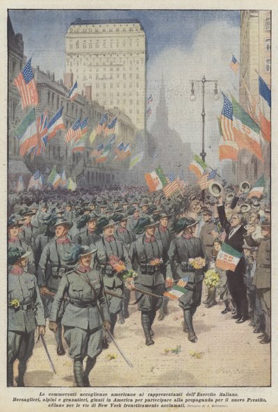 Den bevegende amerikanske velkomsten til representantene for den italienske hæren av Achille Beltrame