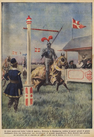 Middelalderfestivalene i byen Hamlet av Achille Beltrame