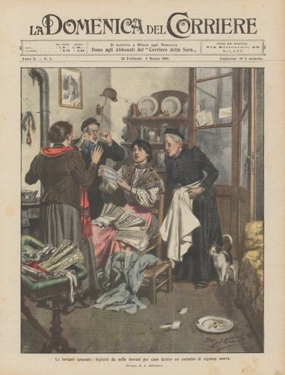 Formuer ignorert, tusen sedler funnet ved en tilfeldighet inne i en død dames korsett av Achille Beltrame