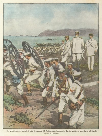 De store marinemanøvrene til hele middelhavslaget, Admiral Bettolo deltar på en? av Achille Beltrame