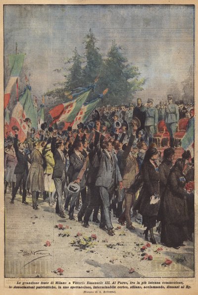 De grandiose festene i Milano til Vittorio Emanuele III av Achille Beltrame
