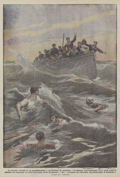 De enestående hendelsene til en midtskipsmann og tre sjømenn i Adriaterhavet av Achille Beltrame