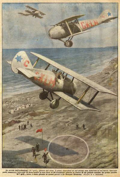 Nyhetene om luftfarten, golf spilt fra himmelen av Achille Beltrame