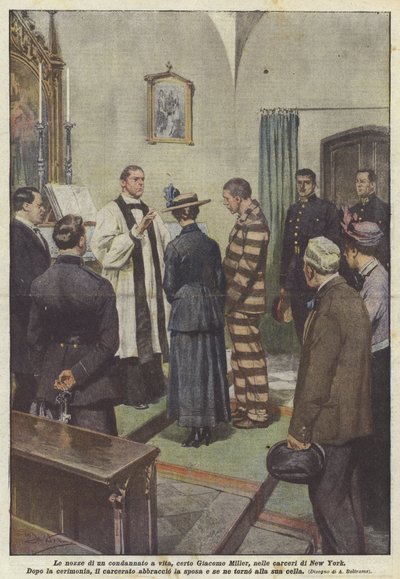 Bryllupet til en innsatt på livstid, Giacomo Miller, i fengsler i New York av Achille Beltrame