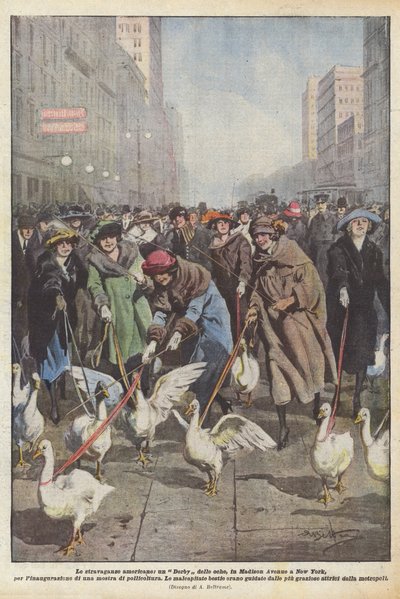 Amerikanske utskeielser, et Geese Derby, på Madison Avenue i New York, til innvielsen? av Achille Beltrame