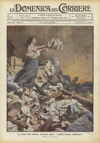 Ofre for barbariske luftangrep, soldater i Italia, hev oss! av Achille Beltrame