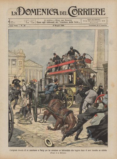Det originale stuntet til en amerikaner i Paris for å få en melkebonde arrestert som stakk av etterpå? av Achille Beltrame
