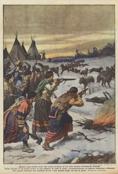 Mens mennene deres jaktet, var kvinnene fra en indianerstamme i Ontario (Canada) det? av Achille Beltrame