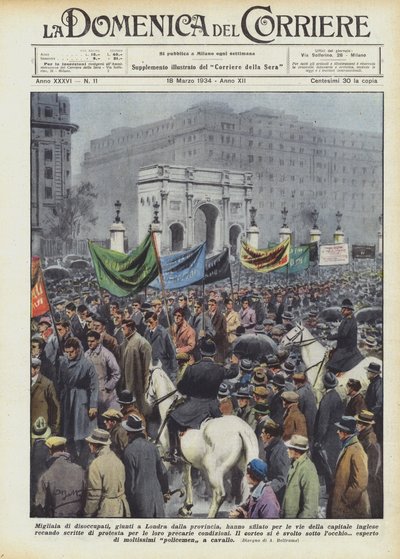 Tusenvis av arbeidsledige, som ankom London fra provinsen, marsjerte gjennom hovedstadens gater? av Achille Beltrame