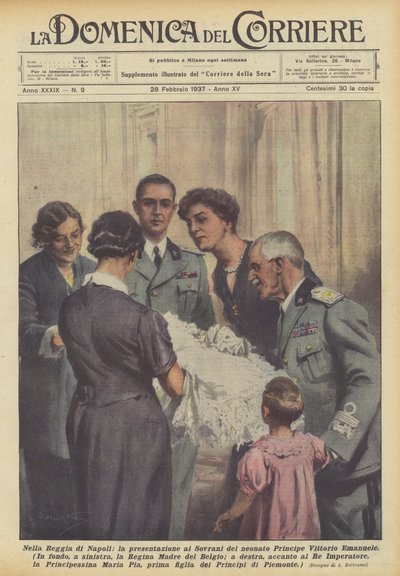 I det kongelige palasset i Napoli, presentasjonen til suverene til den nyfødte prins Vittorio Emanuele av Achille Beltrame