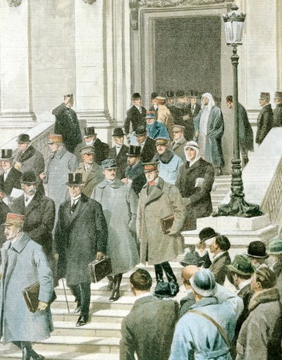 Fredskonferansedelegater forlater Quai D'Orsay i Paris av Achille Beltrame