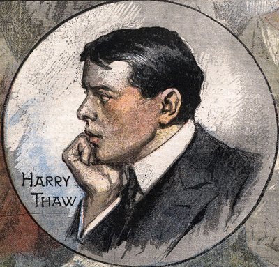 Portrait of Harry Thaw in 1907 during his trial av Achille Beltrame