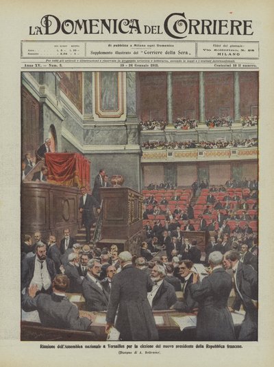 Møte i nasjonalforsamlingen i Versailles for valg av den nye presidenten i den franske republikken av Achille Beltrame