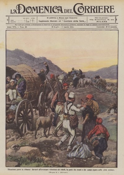 Alvorlig situasjon i Albania, i møte med opprørernes seirende fremmarsj, folket fra fjellene og fra fjellene? av Achille Beltrame