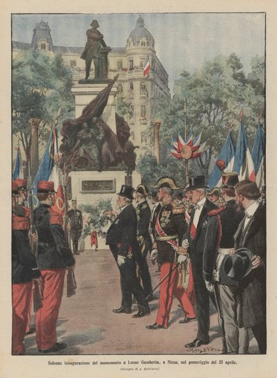 Høytidelig innvielse av monumentet til Leone Gambetta, i Nice, om ettermiddagen 25. april av Achille Beltrame