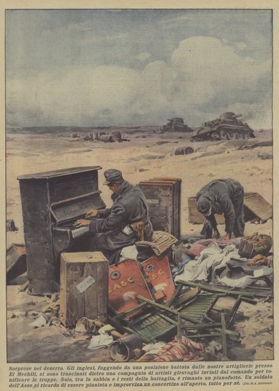 Overraskelser i ørkenen (farge litho) av Achille Beltrame