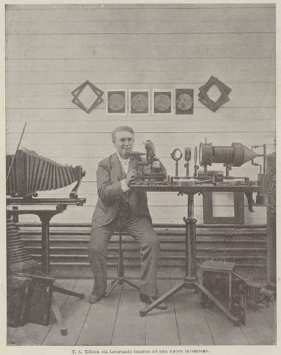 TA Edison jobber rundt en ny oppfinnelse av Achille Beltrame