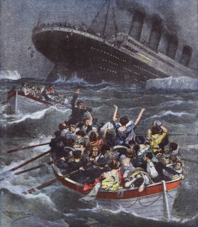 Forferdelig maritim katastrofe, det største havskipet Titanic synker med 1600 mennesker? av Achille Beltrame