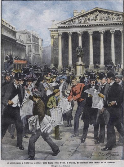 Dagen etter at kong Edward VII døde, dagen etter kong Edward VIIs død. Illustrasjon av Achille Beltrame. mai 1910. av Achille Beltrame