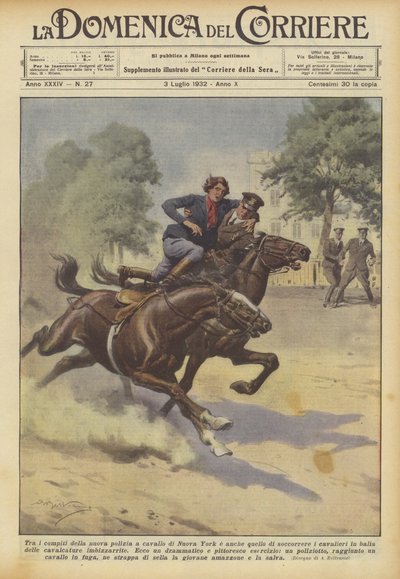 Blant oppgavene til det nye New York Horse Police og også det å redde rytterne? av Achille Beltrame