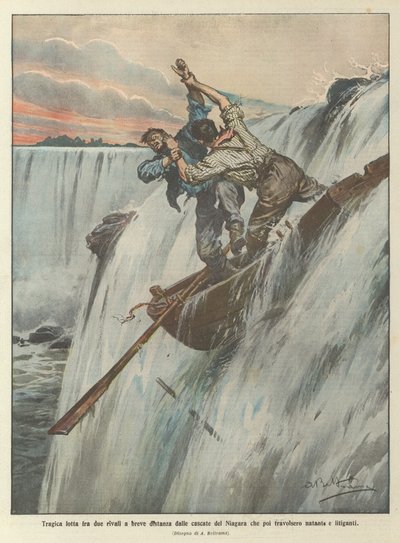 Tragisk kamp mellom to rivaler et lite stykke fra Niagara Falls som deretter oppslukte båten og krangelene av Achille Beltrame