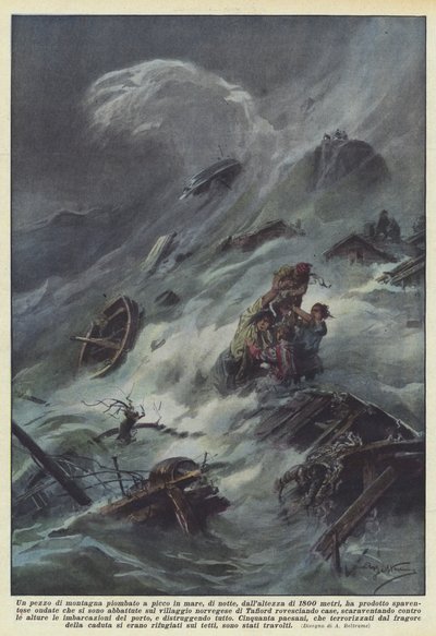Et stykke fjell stupte ned i havet, om natten, fra en høyde på 1800 meter? av Achille Beltrame