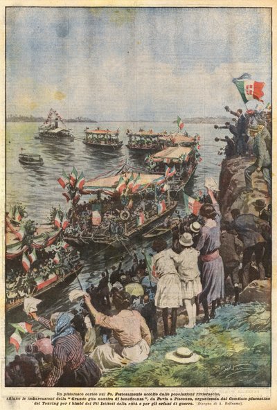 En pittoresk prosesjon på Po av Achille Beltrame
