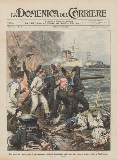 Et russisk krigsskip, hvis mannskap gjorde opprør, bombet av andre russiske skip og kastet? av Achille Beltrame