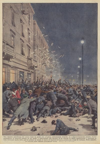 En amerikansk dame som hadde vunnet sytti tusen franc på kampen på noen få timer? av Achille Beltrame