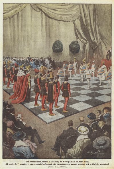 Et eksepsjonelt parti sjakk, på Metropolitan i New York av Achille Beltrame