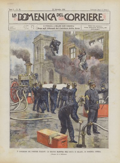 V Congress of Italian Firefighters, Den store manøveren i Milano Arena, sist søndag av Achille Beltrame