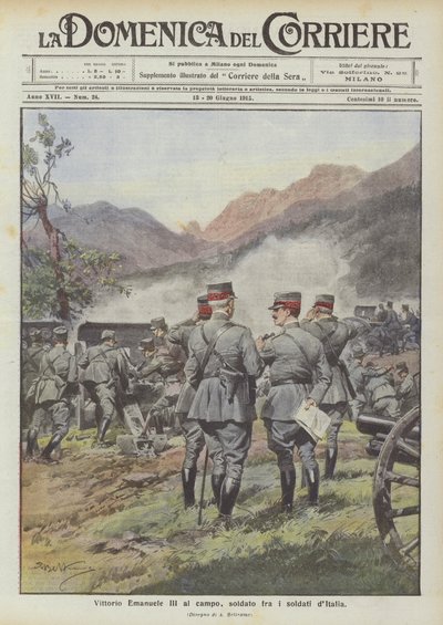 Vittorio Emanuele III i leiren, en soldat blant soldatene i Italia av Achille Beltrame