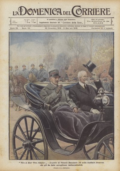 Lenge leve kongen! Lenge leve Italia! Ankomsten til Vittorio Emanuele III i den franske hovedstaden som ham? av Achille Beltrame