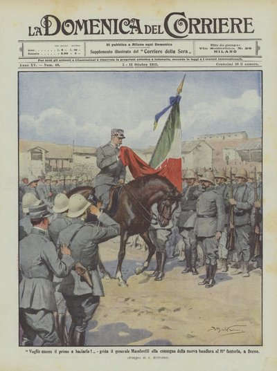 Jeg vil være den første til å kysse henne! Roper general Mambretti når det nye flagget overleveres? av Achille Beltrame