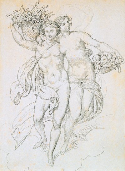 Psyke og Amor, c1820-1857 av Achille Devéria