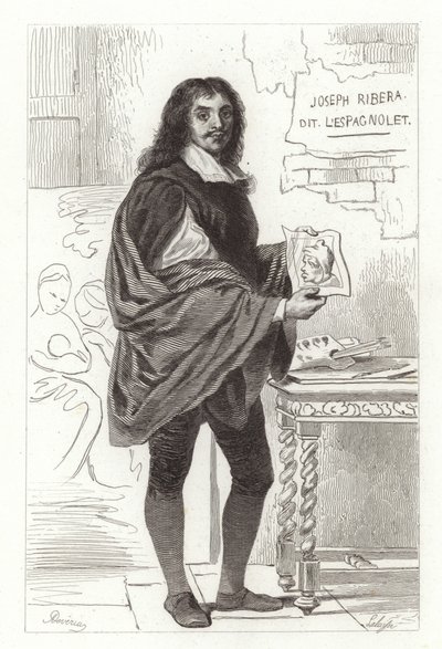 Jusepe de Ribera, spansk maler også kjent som Jose de Ribera, Giuseppe Ribera og Joseph Ribera av Achille Devéria