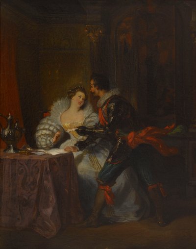 Hertugen og hertuginnen av Guisse. Etter Henry III and His Courts av Alexandre Dumas, 1829. av Achille Devéria
