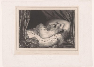 Jente som sover på sengen Sommeil / Sleep (tittel på objekt) av Achille Devéria