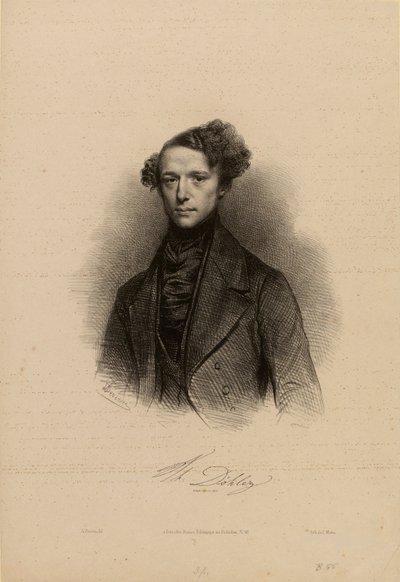 Portrett av komponisten Theodor Döhler 1814-1856. av Achille Devéria