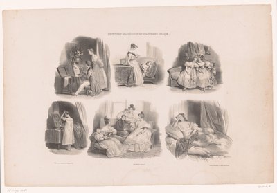 Seks forestillinger av unge kvinner i et interiør Små og varierte scener av Aubert (serietittel) Petites macédoines d