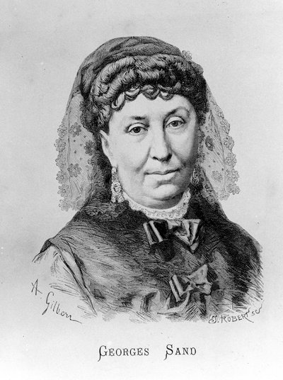 Portrett av George Sand (Aurore Dupin, Baronne Dudevant) (1804-1876) av A. Gilbern av Achille Isidore Gilbert