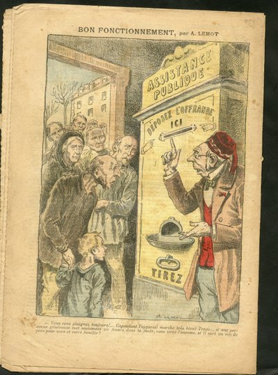 Illustrasjon av Achille Lemot (1846-1909) for omslaget til Le Pelerin, 07/02/09 - Godt fungerende - Familie, Misere, Offentlig assistanse av Achille Lemot